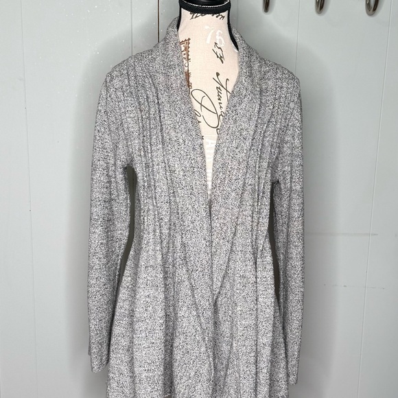 Willow Pleat Front Heather Gray Women's Open Front Cardigan - Picture 1 of 6